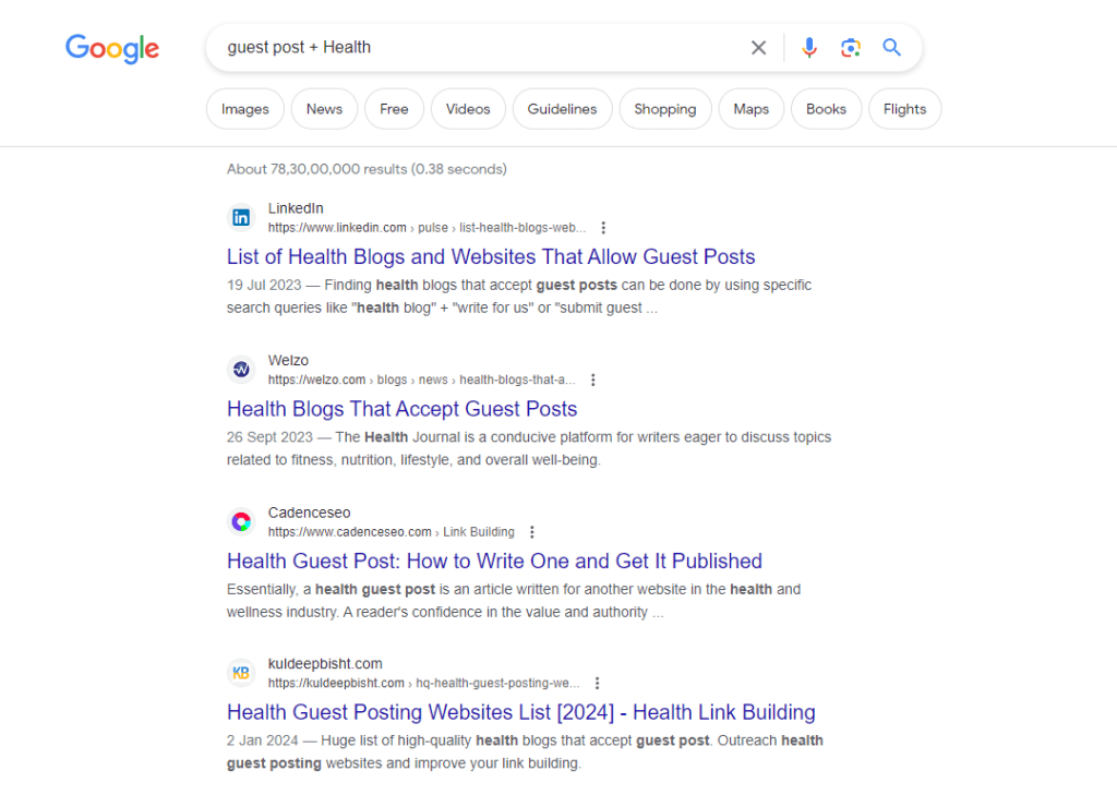 Search Queries to Find Out Health Guest Posting Sites