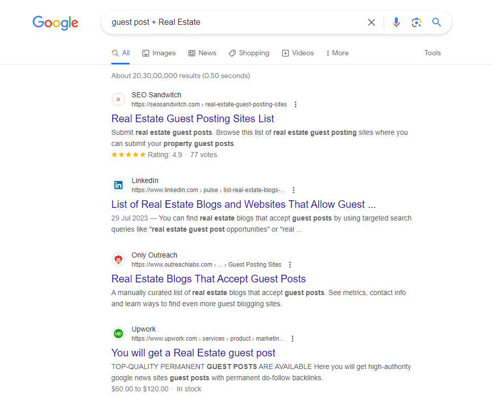 Search Queries to Find Out Real Estate Guest Posting Sites