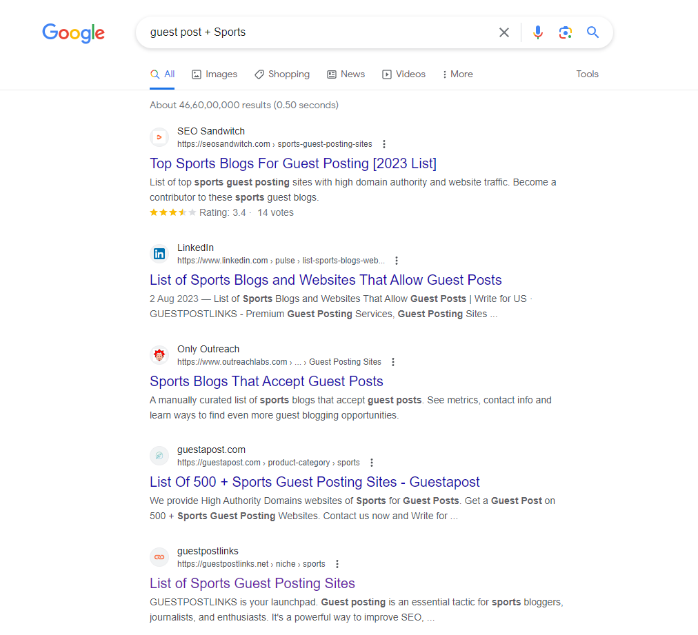 Search Queries to Find Out Sports Guest Posting Sites