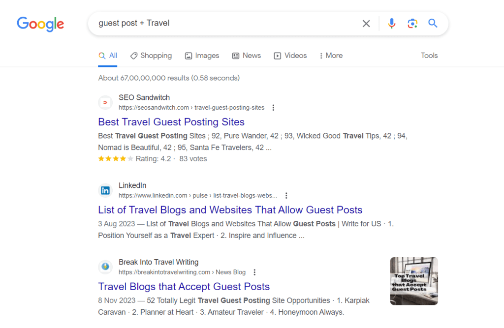 Search Queries to Find Out Travel Guest Posting Sites
