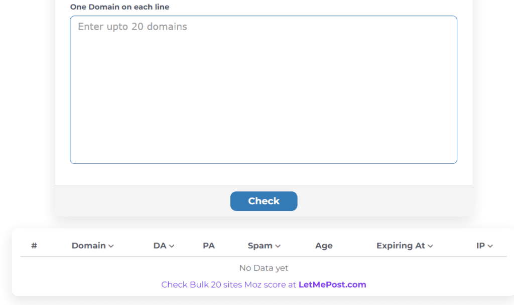 LetMePost DA PA Checker Tool