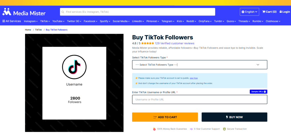 Media Mister - Buy TikTok Followers
