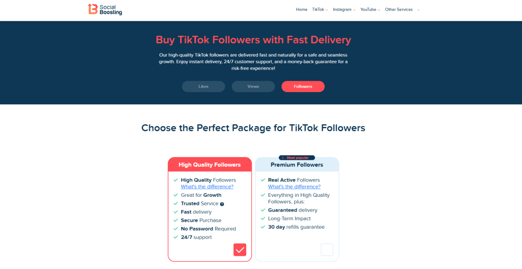 SocialBoosting - Buy TikTok Followers