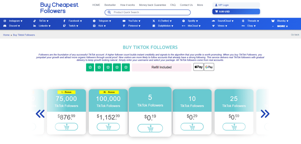 buycheapestfollowers - Buy TikTok Followers