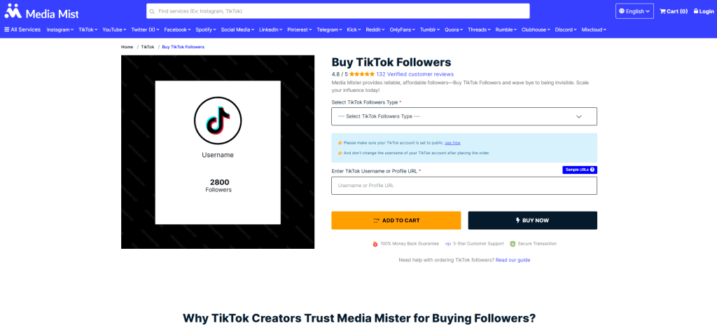 Media Mister - Buy TikTok Followers Bots