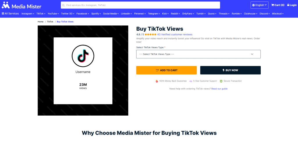 Media Mister - Buy TikTok Views