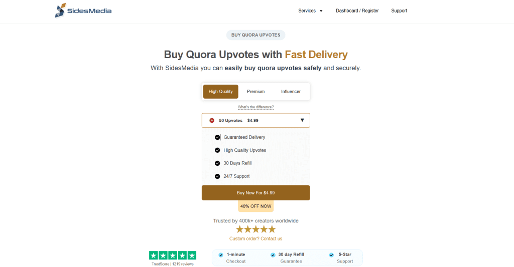 Sides Media - Buy Quora Upvotes
