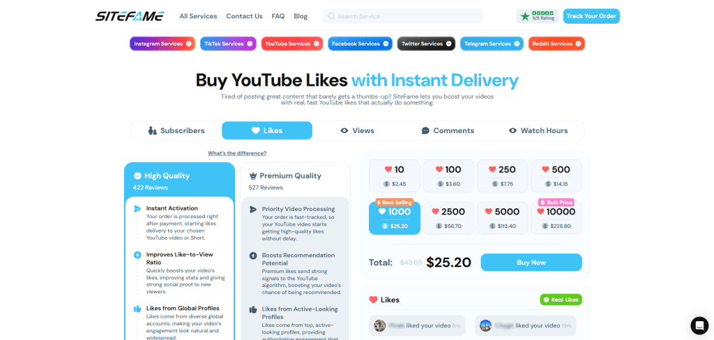 SiteFame Buy a YouTube Like Bot