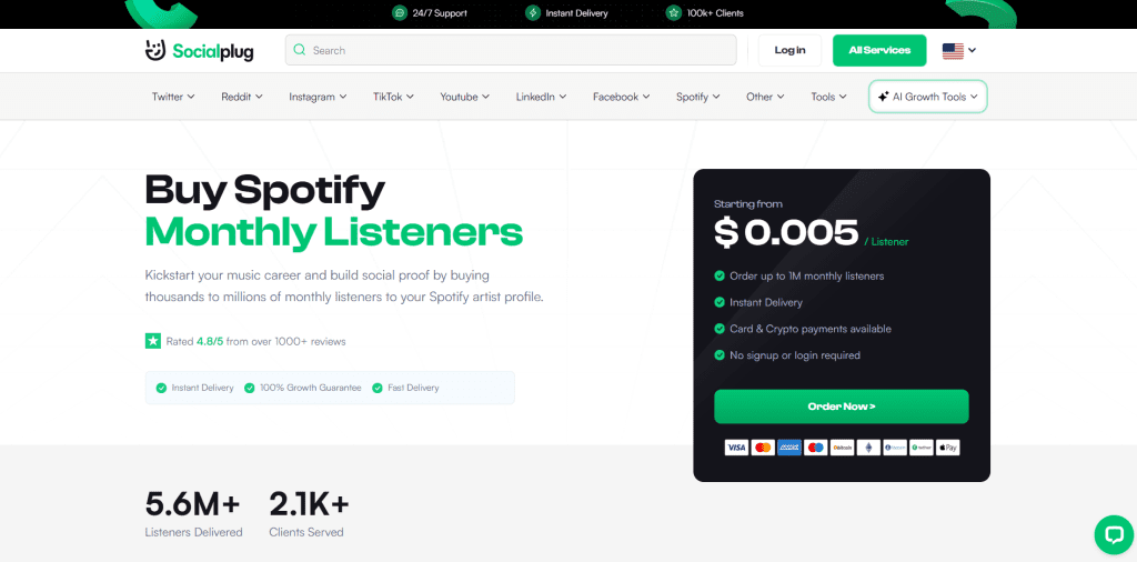 SocialPlug - Buy Spotify Monthly Listeners