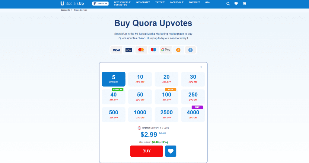 SocialUp - Buy Quora Upvotes