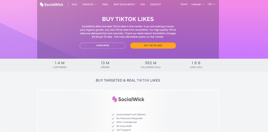 SocialWick - Buy TikTok Like