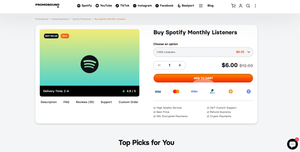 promosound - Buy Spotify Monthly Listeners